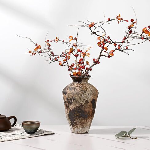 Ceramic Rustic Vase, Farmhouse Vase, Pottery Vase, Vintage Flower vase, Terra Cotta Vase for Home Decor, Living Room, Dining Room, Bedroom, Kitchen, Bathroom, Hallway (Short) in Saudi Arabia