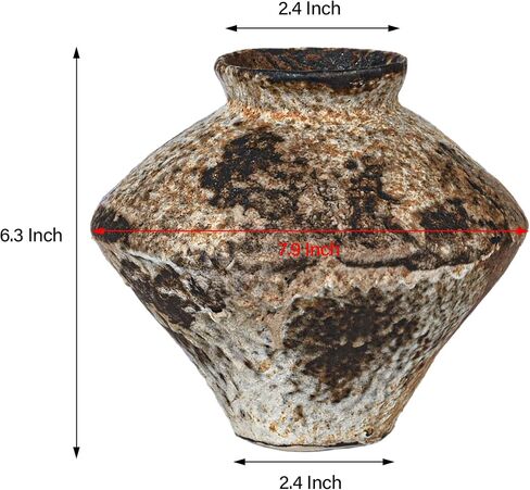 Ceramic Rustic Vase, Farmhouse Vase, Pottery Vase, Vintage Flower vase, Terra Cotta Vase for Home Decor, Living Room, Dining Room, Bedroom, Kitchen, Bathroom, Hallway (Short) in Saudi Arabia