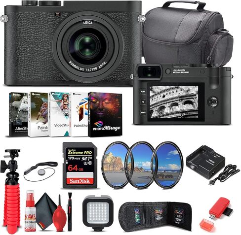 Leica Q2 Monochrom Digital Camera (19055) + 64GB Memory Card + Corel Photo Software + Card Reader + Filter Kit + LED Light + Case + Deluxe Cleaning Set + Flex Tripod + Memory Wallet + Cap Keeper in Saudi Arabia