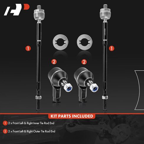 A-Premium Set of 4, Front Inner and Outer Tie Rod End Kit, Compatible with Mitsubishi Mirage 2014-2015/2017-2023, Mirage G4 2017-2023 in Saudi Arabia