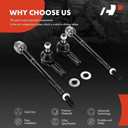 A-Premium Set of 4, Front Inner and Outer Tie Rod End Kit, Compatible with Mitsubishi Mirage 2014-2015/2017-2023, Mirage G4 2017-2023 in Saudi Arabia