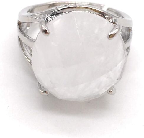 خاتم بيضاوي الشكل دائري الشكل من الحجر الطبيعي قابل للتعديل للنساء من الأحجار الكريمة والكريستال العلاجي ومجوهرات الزفاف والخطوبة والذكرى السنوية وهدية عيد الميلاد in Kuwait