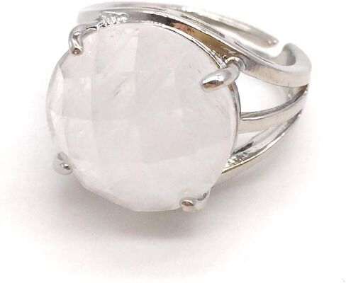 خاتم بيضاوي الشكل دائري الشكل من الحجر الطبيعي قابل للتعديل للنساء من الأحجار الكريمة والكريستال العلاجي ومجوهرات الزفاف والخطوبة والذكرى السنوية وهدية عيد الميلاد in Kuwait