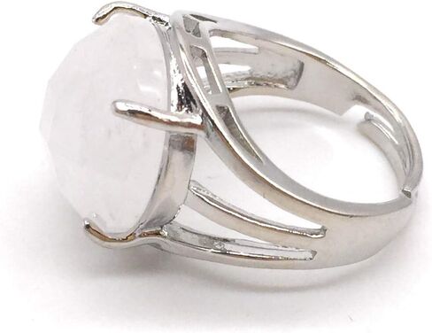 خاتم بيضاوي الشكل دائري الشكل من الحجر الطبيعي قابل للتعديل للنساء من الأحجار الكريمة والكريستال العلاجي ومجوهرات الزفاف والخطوبة والذكرى السنوية وهدية عيد الميلاد in Kuwait