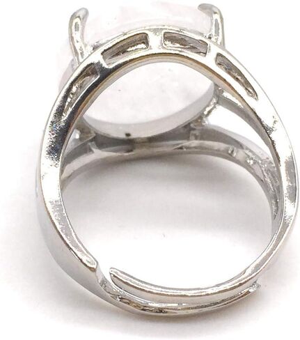 خاتم بيضاوي الشكل دائري الشكل من الحجر الطبيعي قابل للتعديل للنساء من الأحجار الكريمة والكريستال العلاجي ومجوهرات الزفاف والخطوبة والذكرى السنوية وهدية عيد الميلاد in Kuwait