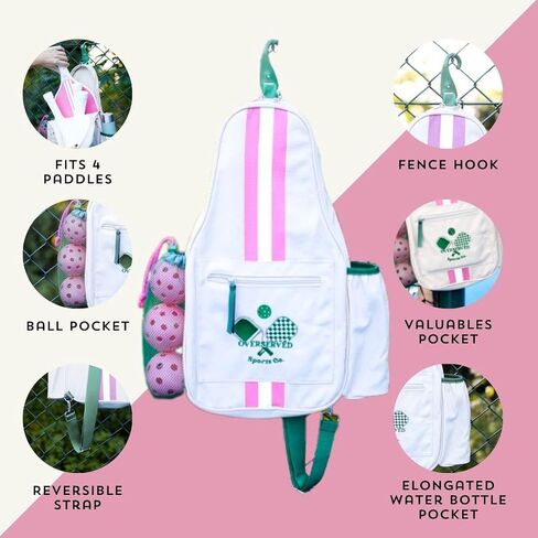Pickleball bag, Women's pickleball bag, fits a full pickleball set, best pickleball accessories, holds pickleball paddles set of 4 in Saudi Arabia