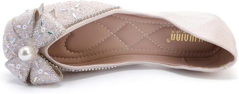 Women's Pointed Rhinestone Flat Shoes Glitter Flowers Wedding Comfortable Dress Shoes in Saudi Arabia