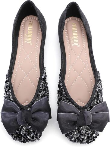 Women's Pointed Rhinestone Flat Shoes Glitter Flowers Wedding Comfortable Dress Shoes in Saudi Arabia