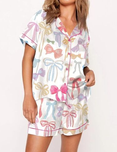 Women Cute Fruit Printing Pajamas Set Lounge Set 2 Piece Casual outfits Set Button Down Oversized Shirt Shorts Set in Saudi Arabia