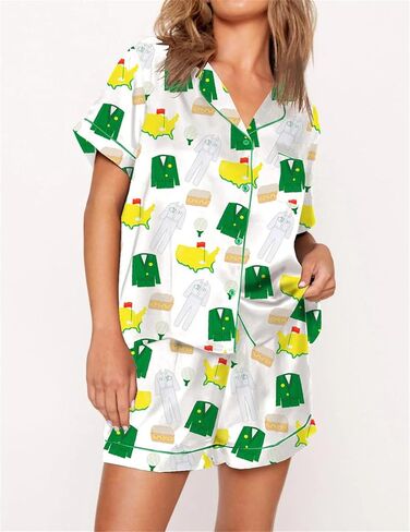 Women Cute Fruit Printing Pajamas Set Lounge Set 2 Piece Casual outfits Set Button Down Oversized Shirt Shorts Set in Saudi Arabia
