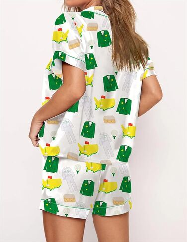 Women Cute Fruit Printing Pajamas Set Lounge Set 2 Piece Casual outfits Set Button Down Oversized Shirt Shorts Set in Saudi Arabia