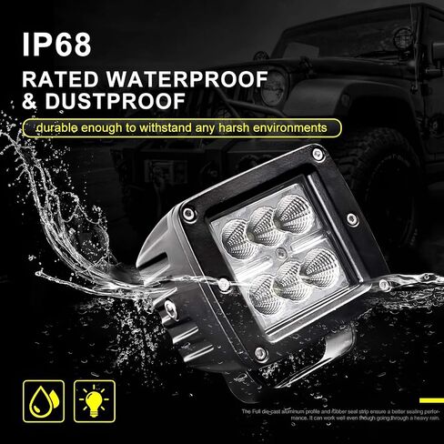 AUTOSAVER88 4PACK LED Pods 4" 32W, 3200LM Flood Off Road Fog Work Lights Super Bright Waterproof for Motorcycle Trucks ATV Boats in Saudi Arabia