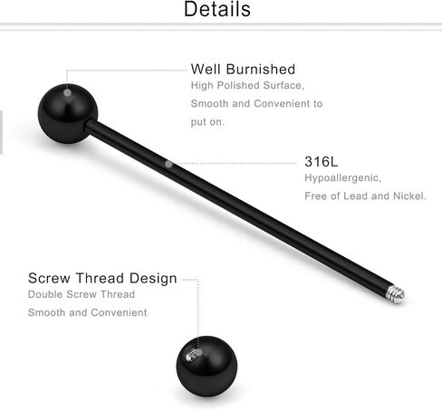 Dyknasz Glow in The Drak Industrial Barbell الجراحية الصلب ثقب المجوهرات الصناعية للنساء الرجال 7 قطع 14 جرام 38 ملم (1 1/2 بوصة) in Kuwait