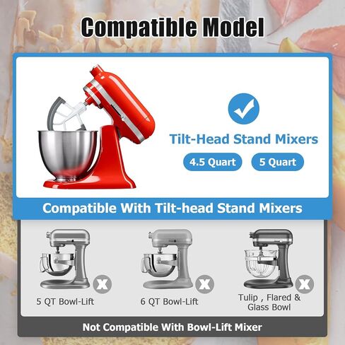 إمالة الرأس المرن حافة الخافق ل كيتشن إيد 4.5-5 كوارت وعاء حامل خلاط ملحق شقة الخافق مجداف خلاط ملحق مع مكشطة حواف السيليكون in Kuwait