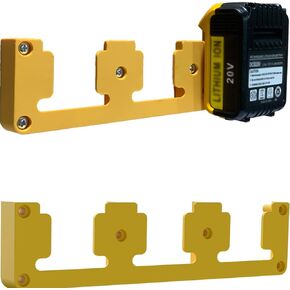 Battery Rack Compatible DeWalt 20V Battery Holder, Mount 3 Slot Bulk Battery Garage Tool, Dewallt 20v Tools, Wall Display Hook Holder (1, Black)