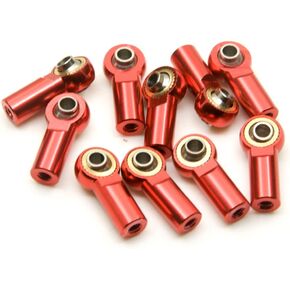 RC-Hub 10Pcs M3 Rod Ends Ball Joint Aluminum Alloy Ball Ends for 1/10 Axial SCX10 90046 D90 D110 CC01 F350 RC Crawler Car (Red)