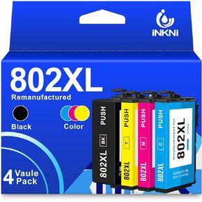 Remanufactured 802XL 802 Ink Cartridges for EPSON 802XL Ink Cartridges Combo Pack Works with Workforce Pro WF-4720, WF-4730, WF-4734, WF-4740 (1 Black, 1 Yellow, 1 Magenta, 1 Cyan, 4 Pack)