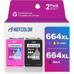 664XL Ink Cartridge Replacement for HP 664XL Ink Cartridges Black and Color for DeskJet Ink Advantage 2135 1115 2675 3635 3775 Ink (1 Black/1 Color, 2Pack)