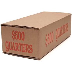 Quarter Coin Holder Box - Pack and Ship Coin Storage Box - Package of 50 - Orange and Brown - Holds 50 Rolls of Wrapped Coin - $500 Capacity