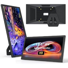 شاشة Kwumsy المحمولة L3 للسفر - 12.1 بوصة FHD IPS شاشة كمبيوتر رفيعة للغاية وموسع شاشة خارجية FHD مع حامل قابل للطي متوافق مع Windows Macbook Linux PC Laptop Switch PS4/5 in Kuwait