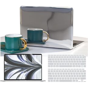 Compatible with MacBook Air 13 Inch Case 2022 2021 2020 2019 2018 Release A2337 M1 A2179 A1932 Touch ID, Plastic Hard Shell + 2 Keyboard Cover, Screen Protector Plating Glitter Shiny, Gold