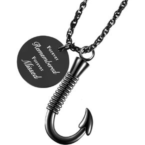 Hook Cremation Necklace for Ashes Urn Necklaces for ashes Cremation Jewelry for Ashes Fishing Necklace Urns Necklace for Ash Necklace Memory Keepsake-Forever Remembered Forever Missed