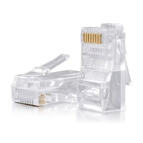 RJ45 Connectors RJ45 Crimp Ends 8P8C UTP Network Plug for Cat5 5e Cat6 6a Clear Crystal Head Solid/Stranded UTP Cables (30 of Pack)