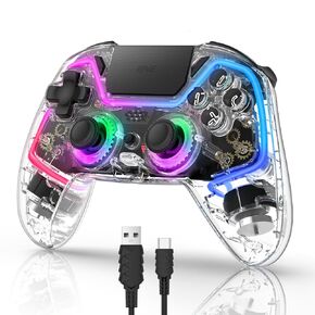IINE PS4 Wireless Controller, Remote Control for PS4/Slim/Pro/PC with Hall Effect Joysticks and Triggers, Gamepad with 1000mAh Battery/RGB Light/Vibration/6-Axis Gyro/Multi Touch Pad/3.5mm Audio Jack