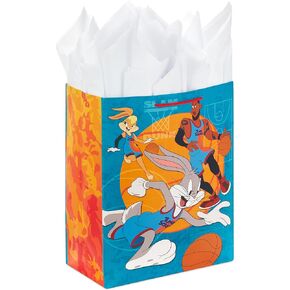 Hallmark 13" Large Gift Bag with Tissue Paper (Space Jam: A New Legacy, Bugs Bunny, Basketball) for Kids, Birthdays, Christmas