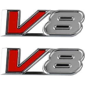 2pcs V8 Emblems 3D Sticker Nameplate Badge Decal Replacement for 17-21 Truck Canyon Colorado (ChromeRed)