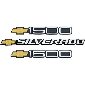 3Pcs Bowti Silverado 1500 Door Emblems 3D Car Badge Decals Sticker Raised with Strong Adhesive Fit for Chevy 1999-2006 15114051 (Yellow)
