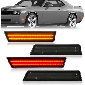 LED Side Marker Lights Compatible with Dodge Charger 2011-2014 Front Rear Fender Bumper Lamps for Dodge Challenger 2008-2014 Somked Lens Pack of 4