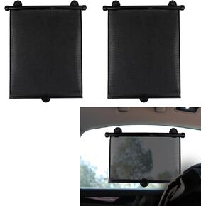 2PCS Car Side Window Sun Shade, Car Window Shades, Retractable Sun Shade for Car Window, Baby Car Travel Accessories Baby Car Window Shades for UV and Sun Glare Protection (Black, 40 * 45cm)