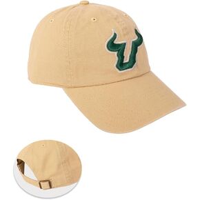 Desert Cactus University of South Florida Baseball Hat USF Bulls Brimmed Embroirderd Cap Adjustable Cloth Strap Adult (Style B) Tan