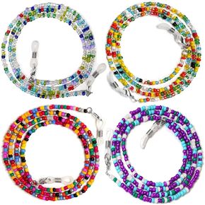 4 Pcs Beaded Glasses Chain,Eyeglass Chain for Women Sunglasses Neck Cord Holder Plastic Bead Eyeglass Lanyard