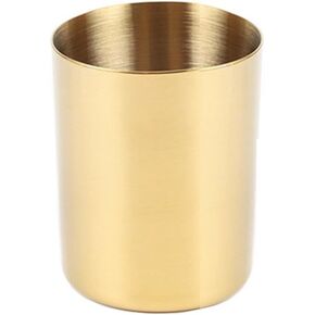MEI YI TIAN Gold Pen Holder Glossy Stainless Steel Pencil Cup for Home Office Desk Organizers Multi Use Makeup Brush Holder Flower Vase Mini Pot Decor