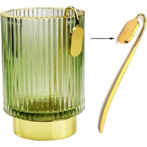 وعاء قلم زجاجي سميك لطيف حامل قلم رصاص مزخرف كوب لحامل فرشاة ماكياج المكتب للمكتب المنزلي (ذهبي) in Kuwait