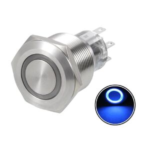 uxcell Momentary Metal Push Button Switch 22mm Mounting Dia DPDT 2NO 2NC 24V Blue LED Light