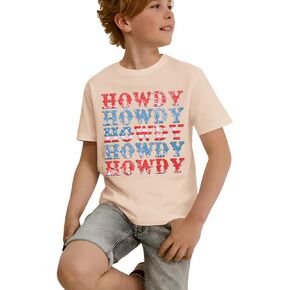 CM C&M WODRO Kid Howdy America Shirt Boy Girl 4th of July Cowboy Patriotic T-Shirt USA Western Short Sleeve Tee Top