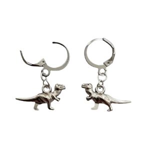 Dinosaur Earrings Small Hoop, Gothic Tiny Dino Earrings, Cool T Rex Earrings, Man Woman Jewelry