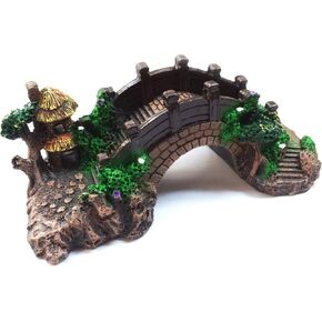 Aquarium Ornament - Pavilion Tree Fish Tank Decoration Poly Resin Bridge Landscape Decor Fish Tank Ornaments