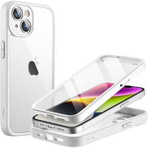 JETech Case for iPhone 14 6.1-Inch with Built-in Tempered Glass Screen Protector, Camera Full Cover All-Around Protection, Shockproof Bumper Phone Cover Clear Back, HD Film (Black)