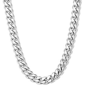 VEXXS Cuban Link Chain Flat Cut, 18K Real Gold Plated Gold Chain, Durable No Color Fading 10mm 12mm Men’s Necklace Chain Street Wear Hip Pop Necklace Chain Urban Fashion Cuban Necklace
