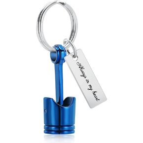 Yinplsmemory Auto Part Cremation Urn Keychain for Ashes for Men's Motor Piston Ashes Keepsake Memorial Jewelry for Dad