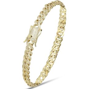 8mm Mens Iced Out Hip Hop Miami Cuban Link Chain Choker 14K/18K Gold White Gold plated CZ Necklace/Bracelet 8.5"-24"