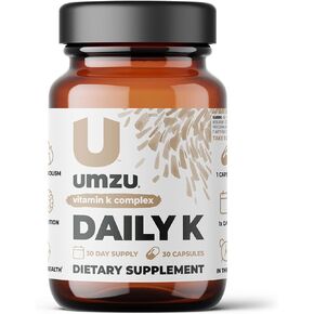 UMZU Daily K - Vitamin K Complex to Support Bone, Cardiovascular, Blood Flow Circulation, and Cognitive Health, Vitamin K, Vitamin K2 - (30 Day Supply 30 Capsules)