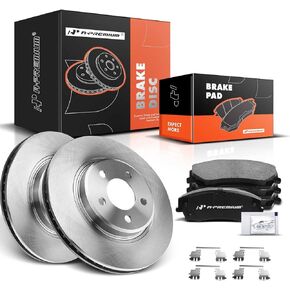 A-Premium 12.6 in (320 mm) Front Drilled and Slotted Disc Brake Rotors + Ceramic Pads Kit Compatible with Select Chrysler and Dodge Models - 300, Challenger, Charger, Magnum, 6-PC Set