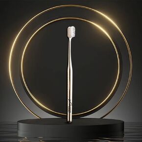 Luxury Soft Bristle Toothbrush - Sensitive Gum Toothbrush with Ergonomic Electroplated Handle - Travel Toothbrush for Kids/Adults - Healthy Gums Teeth Care Toothbrush (Gold)