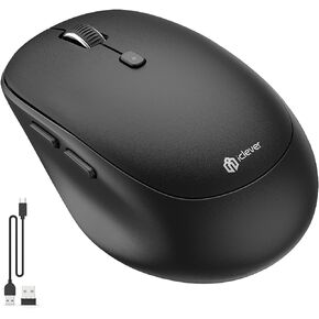 iClever Wireless Mouse, MD165 Dual Mode Wireless Mouse, Bluetooth Type-C Rechargeable Mouse, 2.4G Wireless Computer Mice with USB Receiver, 3 Device Connection for Windows 7/8/10, Mac, iOS, Android