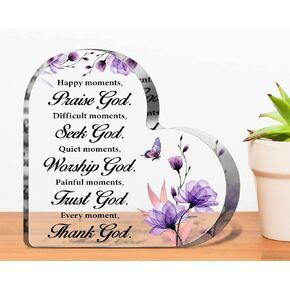 Christian Bible Verses Decor Christian Gift for Woman Prayers Religious Gift Positive Quotes Inspirational Gift Scripture Motivational Gift for Room Home Office Table Decor 5“x5"